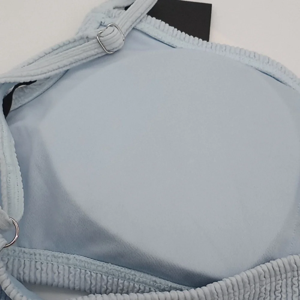DKNY Textured Bralette Bikini Top Light Blue S
